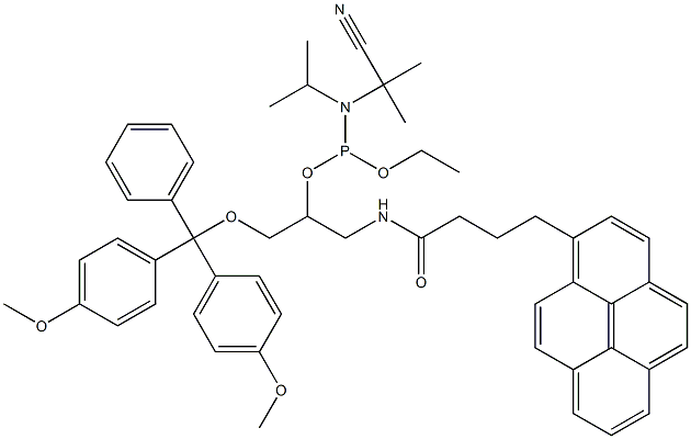 N-(4-(1-pyrenyl)butyryl)-O(1)-(4,4'-dimethoxytrityl)-O(2)-((diisopropylamino)(2-cyanoethoxy)phosphino)-3-amino-1,2-propanediol Struktur