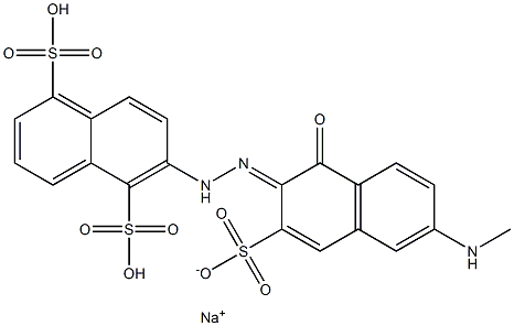 1,5-Naphthalenedisulfonic acid, 2-(2-(1-hydroxy-6-(methylamino)-3-sulfo-2-naphthalenyl)diazenyl)-, sodium salt (1:) Struktur