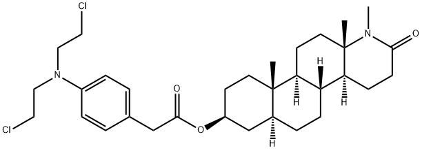 3-hydroxy-N-methyl-17-aza-D-homoandrostan-17-one-4-N,N-bis(2-chloroethyl)aminophenylacetate Struktur