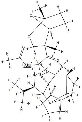 (22S)-22-Acetoxy-23-[(1R,4R,5S)-1,4-dimethyl-2,8-dioxabicyclo[3.2.1]octan-4-yl]daphnan-23-one Struktur