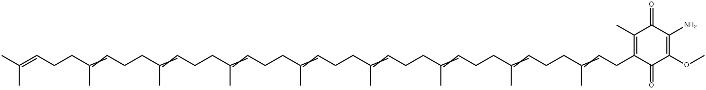 2-Amino-3-methoxy-6-methyl-5-(3,7,11,15,19,23,27,31,35-nonamethyl-2,6,10,14,18,22,26,30,34-hexatriacontanonenyl)-2,5-cyclohexadiene-1,4-dione Struktur