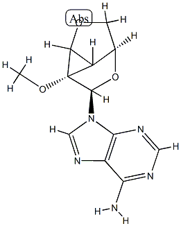 6-amino-9-(1-methoxy-2,7-dioxatricyclo(3.3.0(4,6))octan-8-yl)purine Struktur