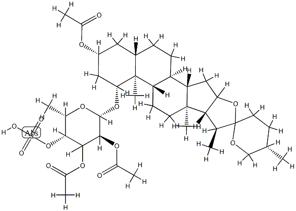 1-O-(2',3'-diacetylfucopyranosyl-(4'-sulfate))-5-spirostan-1-ol 3-acetate Struktur