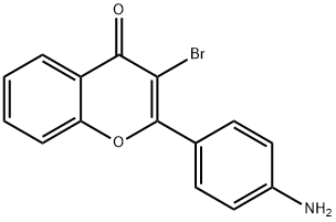 4H-1-Benzopyran-4-one,2-(4-aminophenyl)-3-bromo-(9CI) Struktur