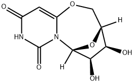 (3R)-3,4,5,6-Tetrahydro-4β,5β-dihydroxy-3β,6β-epoxy-2H,8H-pyrimido[6,1-b][1,3]oxazocine-8,10(9H)-dione Struktur