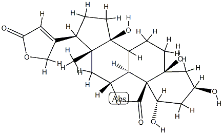 1β,3β,5,11α,14β,21-Hexahydroxy-24-nor-5β-chol-20(22)-ene-19,23-dioic acid 19,11:23,21-dilactone Struktur