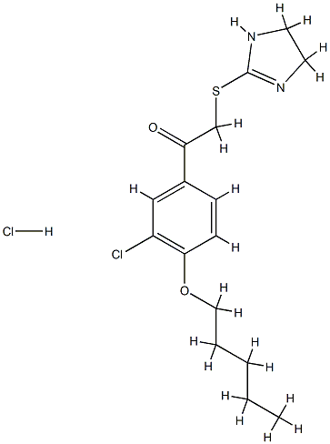 1-(3-chloro-4-pentoxy-phenyl)-2-(4,5-dihydro-1H-imidazol-2-ylsulfanyl) ethanone hydrochloride Struktur