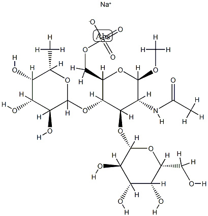 methyl O-galactopyranosyl-1-3-O-(fucopyranosyl-1-4)-2-acetamido-2-deoxy-6-O-sulfoglucopyranoside Struktur