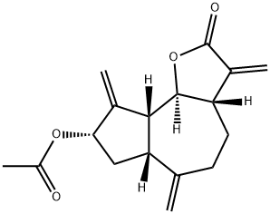 (3aS)-3a,4,5,6,6aβ,7,8,9,9aβ,9bα-Decahydro-8α-acetoxy-3,6,9-tris(methylene)azuleno[4,5-b]furan-2(3H)-one Struktur