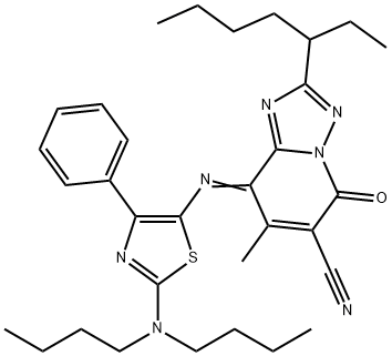 1,2,4Triazolo1,5-apyridine-6-carbonitrile, 8-2-(dibutylamino)-4-phenyl-5-thiazolylimino-2-(1-ethylpentyl)-5,8-dihydro-7-methyl-5-oxo- Struktur