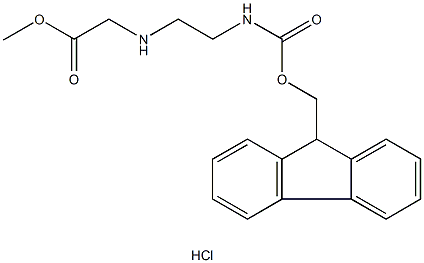 Glycine, N-[2-[[(9H-fluoren-9-ylmethoxy)carbonyl]amino]ethyl]-, methyl ester, hydrochloride (1:1) Struktur