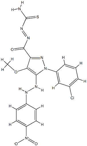 (NE)-N-carbamothioylimino-1-(3-chlorophenyl)-4-methoxy-5-[2-(4-nitroph enyl)hydrazinyl]pyrazole-3-carboxamide Struktur