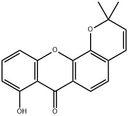 8-Hydroxy-2,2-dimethylpyrano[3,2-c]xanthen-7-one Struktur