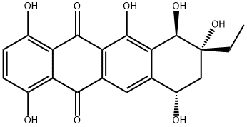 8-Ethyl-1,4,6,7,8,10-hexahydroxy-7,8,9,10-tetrahydro-5,12-naphthacened ione Struktur