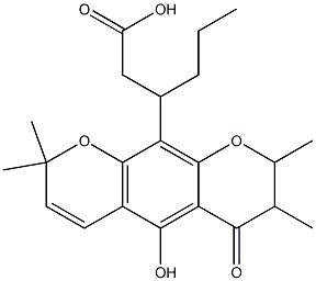 7,8-Dihydro-5-hydroxy-2,2,7,8-tetramethyl-6-oxo-β-propyl-2H,6H-benzo[1,2-b:5,4-b']dipyran-10-propionic acid Struktur