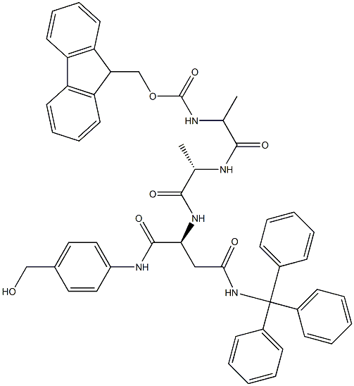 Fmoc-Ala-Ala-Asn(Trt)-PAB Struktur