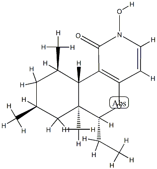 1H-(2)Benzopyrano(4,3-c)pyridin-1-one, 6-ethyl-2,6,6a,7,8,9,10,10a-oct ahydro-2-hydroxy-6a,8,10-trimethyl-, (6R,6aS,8S,10R,10aS)-rel-( )- Struktur