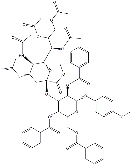 Neu5Ac[1Me,4789Ac]alpha(2-3)Gal[246Bz]-beta-MP Struktur