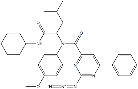 4-Pyrimidinecarboxamide,2-azido-N-[1-[(cyclohexylamino)carbonyl]-3-methylbutyl]-N-(4-methoxyphenyl)-6-phenyl-(9CI) Struktur