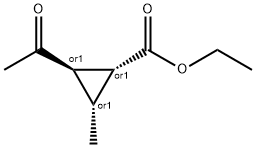 Cyclopropanecarboxylic acid, 2-acetyl-3-methyl-, ethyl ester, (1R,2R,3R)-rel- Struktur