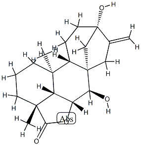 6α,7β,13-Trihydroxykaur-16-en-18-oic acid γ-lactone Struktur