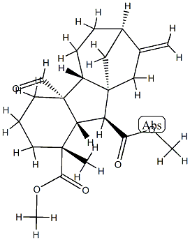 4aα-Formyl-1-methyl-8-methylenegibbane-1α,10β-dicarboxylic acid dimethyl ester Struktur