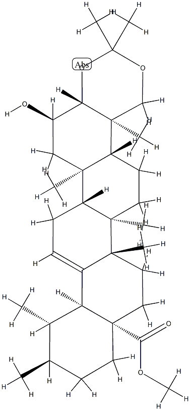 2α-Hydroxy-3β,23-[(1-methylethylidene)bis(oxy)]urs-12-en-28-oic acid methyl ester Struktur