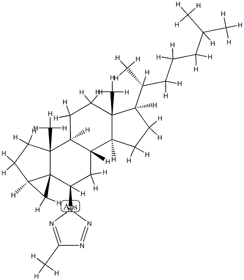 2-(3α,5-Cyclo-5α-cholestan-6β-yl)-5-methyl-2H-tetrazole Struktur