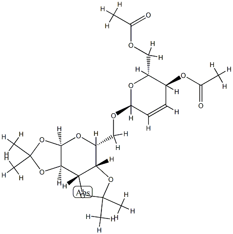 6-O-(4-O,6-O-Diacetyl-2,3-dideoxy-α-D-erythro-hexa-2-enopyranosyl)-1-O,2-O:3-O,4-O-diisopropylidene-α-D-galactopyranose Struktur