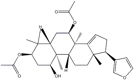 (13α,17α)-3α,7α-Di(acetyloxy)-21,23-epoxy-4,4,8-trimethyl-24-nor-5α-chola-14,20,22-trien-1α-ol Struktur