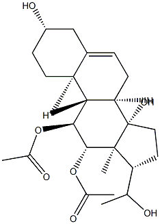 Pregn-5-ene-3β,11α,12β,14β,20-pentol 11,12-diacetate Struktur