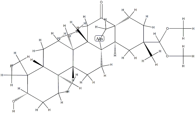 13,28-Epoxy-3β-hydroxy-30,30-dimethoxyoleanan-16-one Struktur