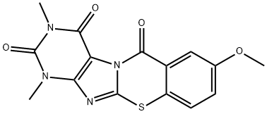 6H-Purino[8,7-b][1,3]benzothiazine-2,4,6(1H,3H)-trione,  8-methoxy-1,3-dimethyl- Struktur