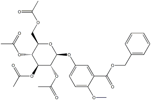 2-Methoxy-5-[(2-O,3-O,4-O,6-O-tetraacetyl-β-D-glucopyranosyl)oxy]benzoic acid benzyl ester Struktur