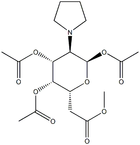 Glucopyranose, 2-deoxy-2-(1-pyrrolidinyl)-, 1,3,4,6-tetraacetate, alph a-D- Struktur