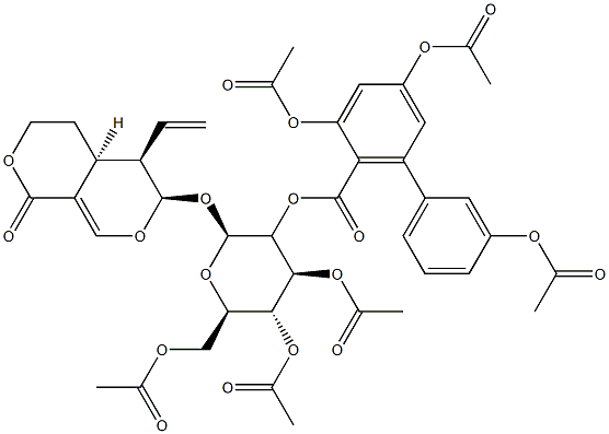 (4aS)-6α-[2-O-(3,3',5-Triacetoxy-1,1'-biphenyl-2-ylcarbonyl)-3-O,4-O,6-O-triacetyl-β-D-glucopyranosyloxy]-5β-vinyl-4,4aα,5,6-tetrahydro-1H,3H-pyrano[3,4-c]pyran-1-one Struktur