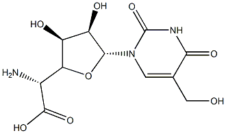 5-Amino-1,5-dideoxy-1-(1,2,3,4-tetrahydro-5-hydroxymethyl-2,4-dioxopyrimidin-1-yl)-β-D-allofuranuronic acid Struktur