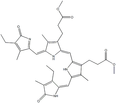 8,12-Dides(2-carboxyethyl)-8,12-bis[2-(methoxycarbonyl)ethyl]-31,32,181,182-tetrahydrobiliverdin Struktur