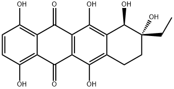 (7R)-8-Ethyl-7,8,9,10-tetrahydro-1,4,6,7,8α,11-hexahydroxy-5,12-naphthacenedione Struktur