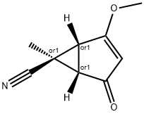 Bicyclo[3.1.0]hex-2-ene-6-carbonitrile, 2-methoxy-6-methyl-4-oxo-, (1R,5S,6S)-rel- (9CI) Struktur