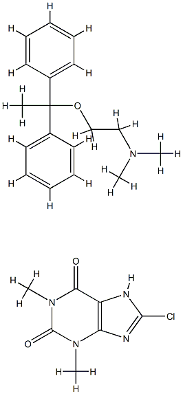 Theophylline, 8-chloro-, compd. with 2-(1,1-diphenylethoxy)-N,N-dimeth ylethylamine (1:1) Struktur