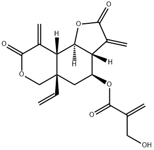 2-Hydroxymethylpropenoic acid [(3aR,9aβ,9bα)-decahydro-5aβ-vinyl-3,9-bis(methylene)-2,8-dioxo-2H-furo[2,3-f][2]benzopyran-4β-yl] ester Struktur