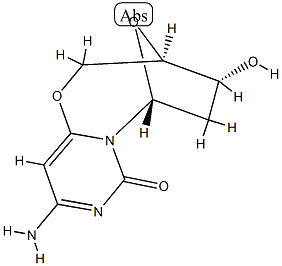 (3R)-10-Amino-3,4,5,6-tetrahydro-4α-hydroxy-3β,6β-epoxy-2H,8H-pyrimido[6,1-b][1,3]oxazocin-8-one Struktur