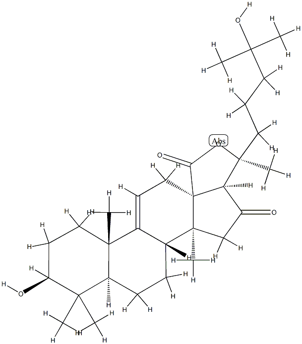 3β,20,25-Trihydroxy-16-oxo-5α-lanost-9(11)-en-18-oic acid γ-lactone Struktur