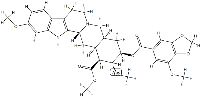 (3β,20α)-11,17α-Dimethoxy-18β-[[(7-methoxy-1,3-benzodioxol-5-yl)carbonyl]oxy]yohimban-16β-carboxylic acid methyl ester Struktur