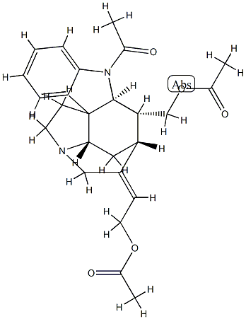 (19E)-1-Acetyl-19,20-didehydrocuran-17,18-diol diacetate Struktur