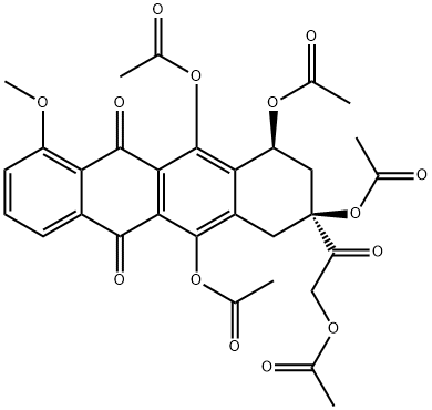 (8S)-6,8α,10α,11-Tetraacetoxy-8-acetoxyacetyl-7,8,9,10-tetrahydro-1-methoxy-5,12-naphthacenedione Struktur