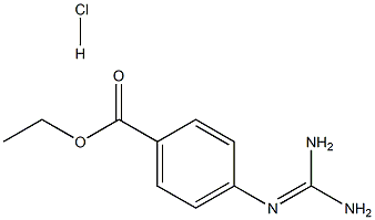 Benzoic acid,4-[(aminoiminomethyl)amino]-, ethyl ester, hydrochloride (1:1) Struktur