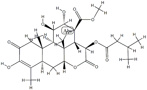 13,20-エポキシ-3,11β,12α-トリヒドロキシ-15β-(3-メチル-1-オキソブトキシ)-2,16-ジオキソピクラサ-3-エン-21-酸メチル 化學(xué)構(gòu)造式