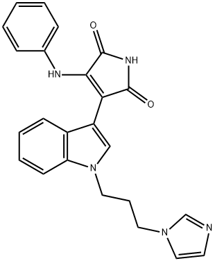 3-[1-[3-(1H-咪唑-1-基)丙基]-1H-吲哚-3-基]-4-(苯氨基)-1H-吡咯-2,5-二酮, 257879-35-9, 結(jié)構(gòu)式